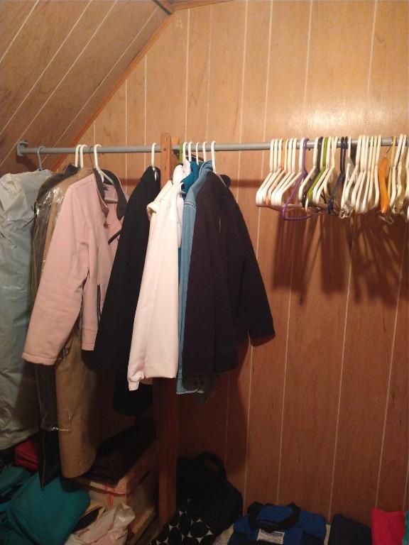 walk in closet featuring vaulted ceiling