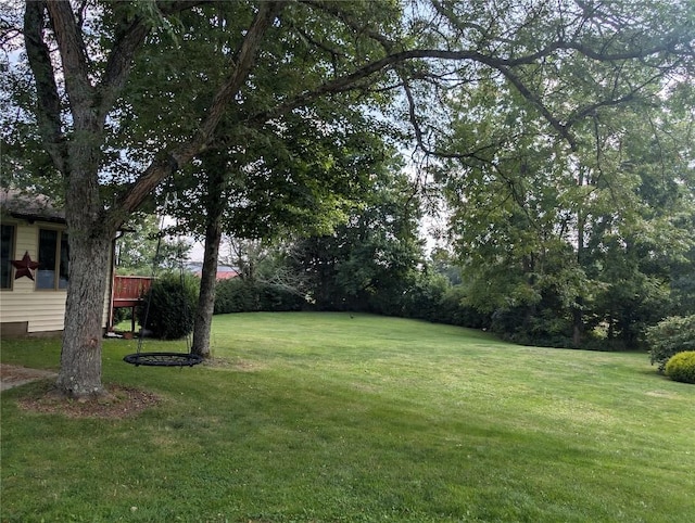 39501 Centerville Rd, Centerville, PA 16404 - view of grassy yard with a wooden deck