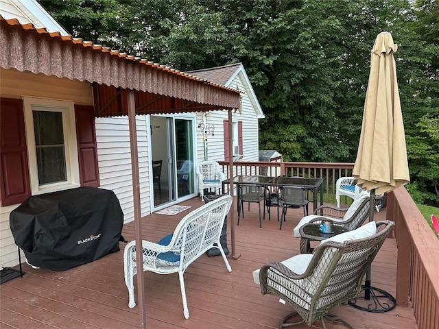 deck featuring grilling area