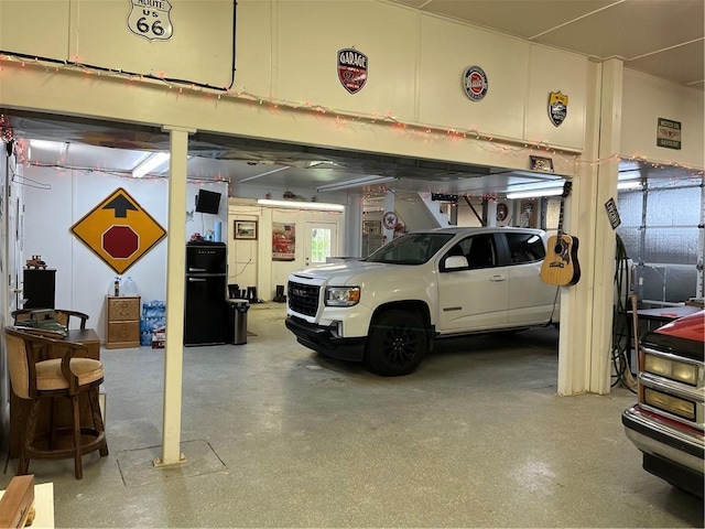 garage with fridge