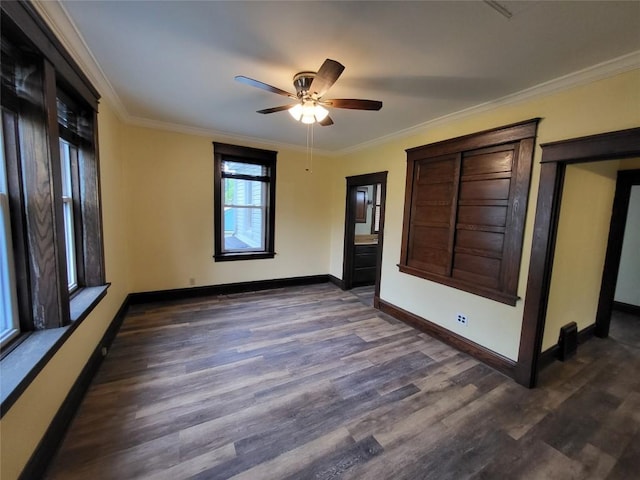 1038 Liberty St, Meadville City, PA 16335 - unfurnished bedroom with dark wood-style floors, baseboards, ornamental molding, and ceiling fan