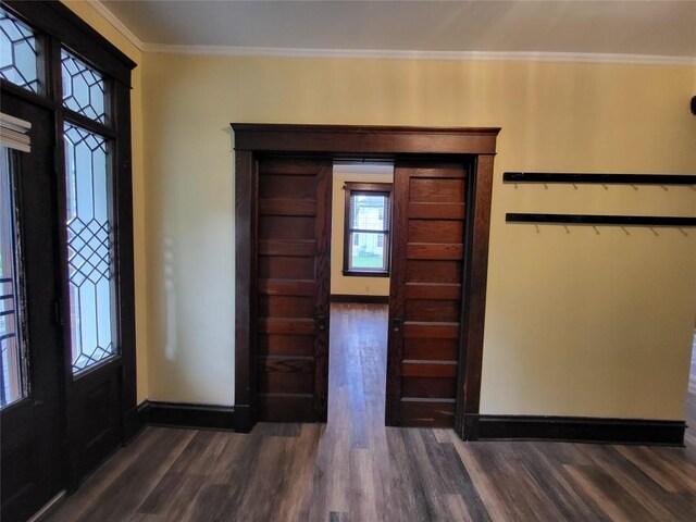 1038 Liberty St, Meadville City, PA 16335 - foyer entrance with dark wood-style floors, baseboards, and ornamental molding