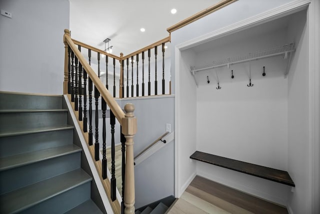 mudroom featuring wood-type flooring