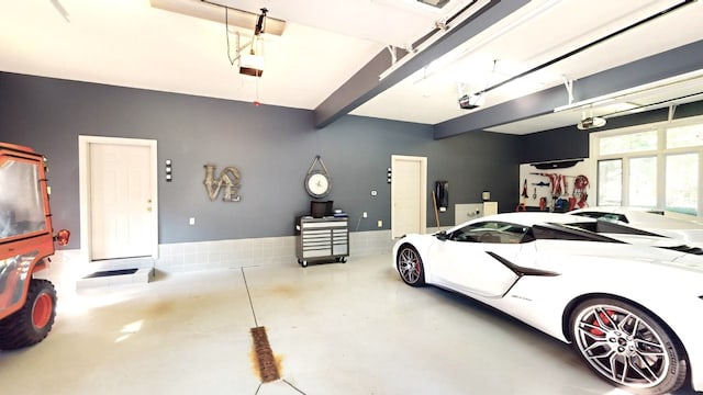 garage with a garage door opener