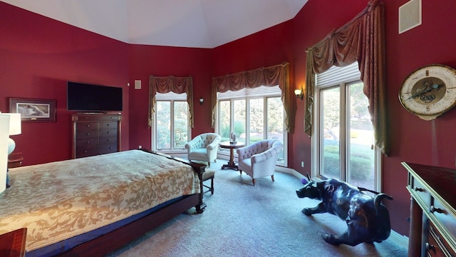 carpeted bedroom featuring access to outside