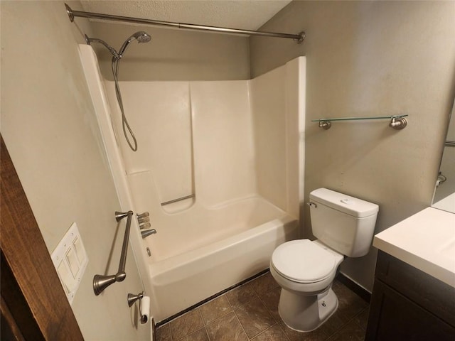 full bathroom with toilet, vanity, and shower / bathing tub combination