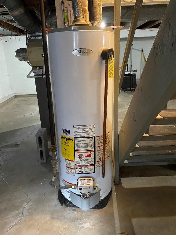 utility room with water heater