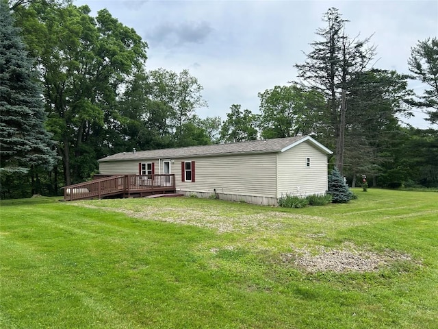 263 W Jamestown Rd, Jamestown, PA 16134 - view of front of house featuring a wooden deck and a front yard