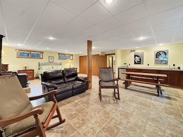 8350 Carbury Rd, Edinboro, PA 16412 - living area with a drop ceiling and recessed lighting