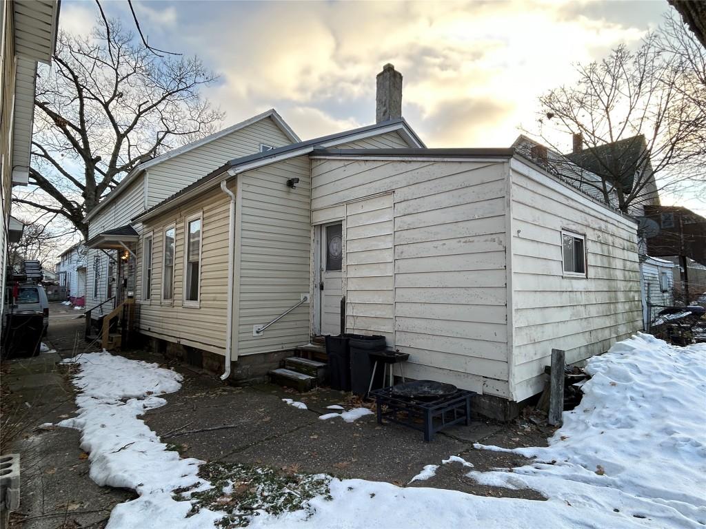 view of snow covered property