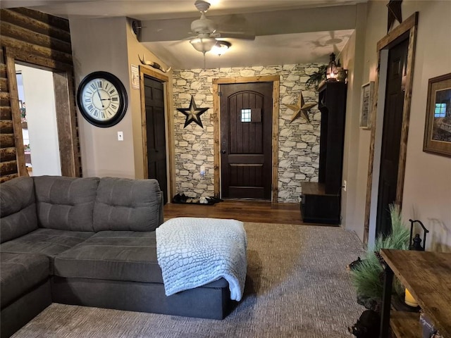 26418 State Highway 18, Albion, PA 16401 - living room with wood finished floors and a ceiling fan