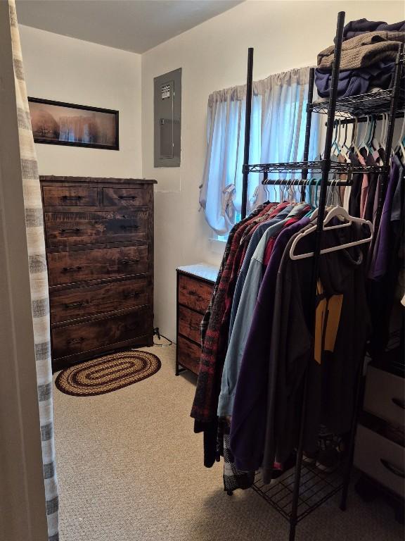 26418 State Highway 18, Albion, PA 16401 - walk in closet with electric panel and carpet flooring