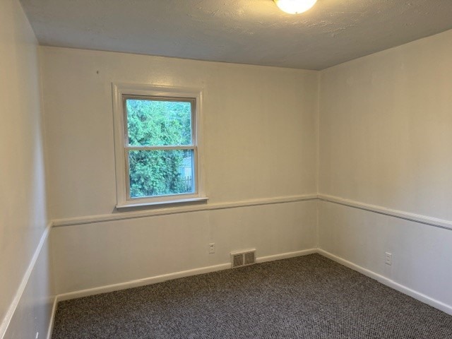 empty room with dark colored carpet