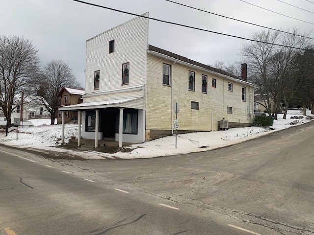 view of snow covered exterior