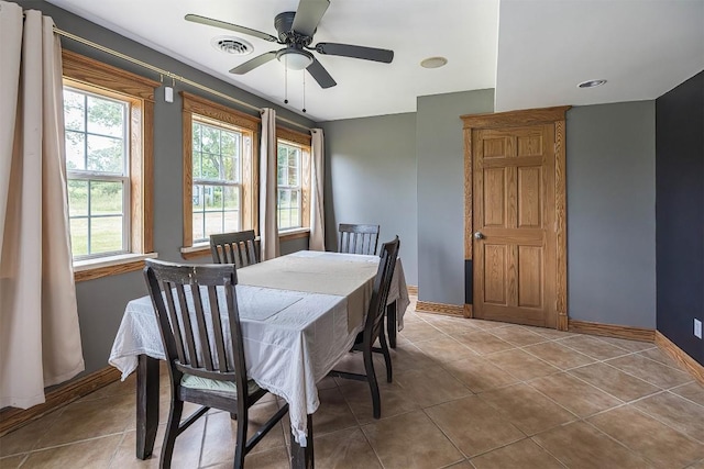 10220 Barton Rd, Waterford, PA 16441 - dining space with light tile patterned floors and a ceiling fan