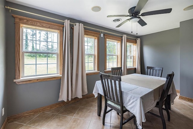 10220 Barton Rd, Waterford, PA 16441 - tiled dining room with baseboards and a ceiling fan
