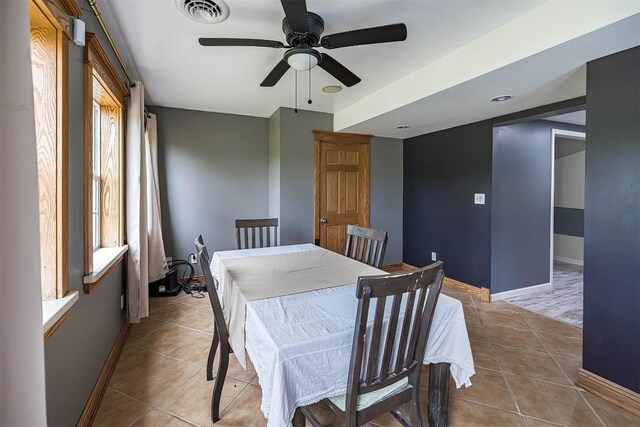 10220 Barton Rd, Waterford, PA 16441 - tiled dining room featuring a ceiling fan and plenty of natural light