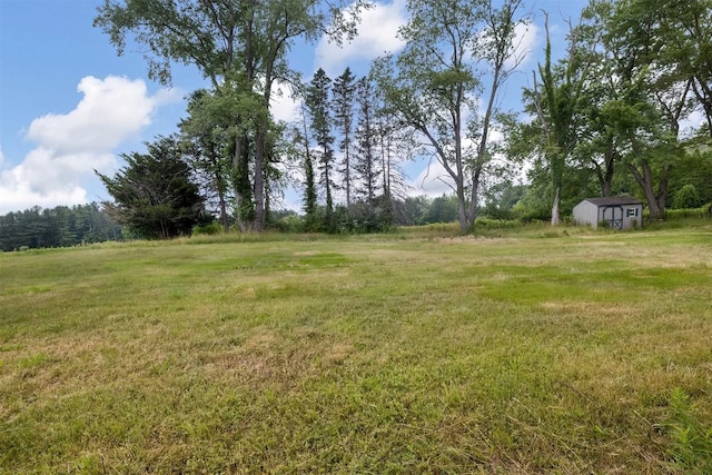 10220 Barton Rd, Waterford, PA 16441 - view of green lawn with a storage shed