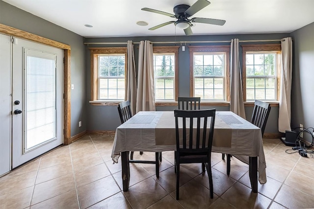 10220 Barton Rd, Waterford, PA 16441 - dining room featuring ceiling fan and light tile patterned floors