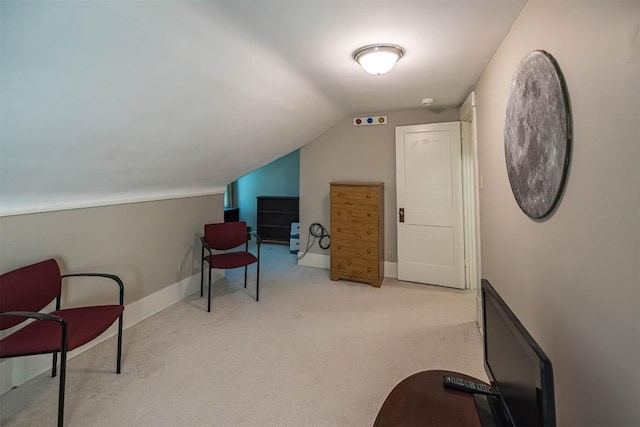 1047 Napier Ave, Erie, PA 16511 - living area featuring carpet, vaulted ceiling, and baseboards