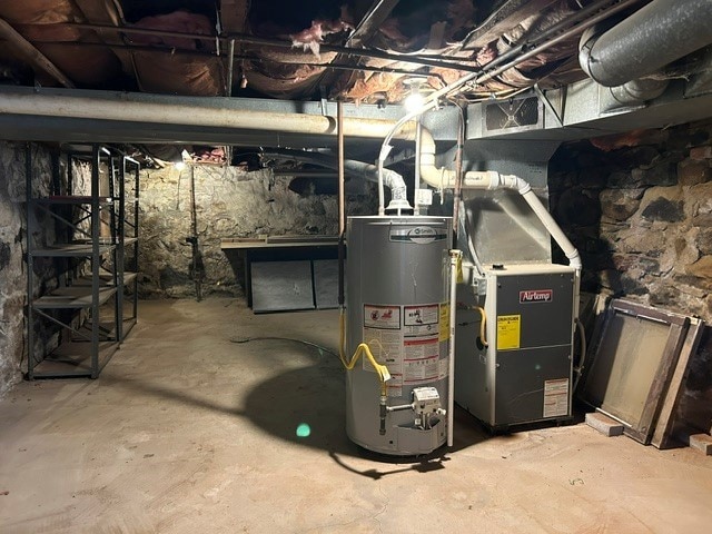 utility room with water heater