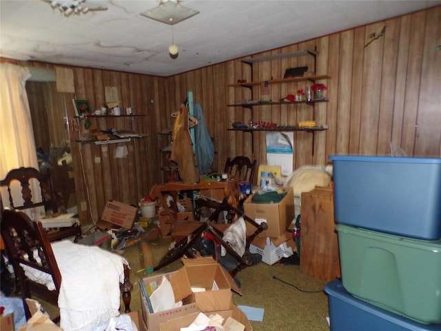 11898 Neiger Rd, Girard, PA 16417 - miscellaneous room featuring wooden walls and carpet flooring
