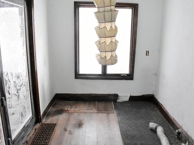 empty room featuring a healthy amount of sunlight, baseboards, and hardwood / wood-style flooring