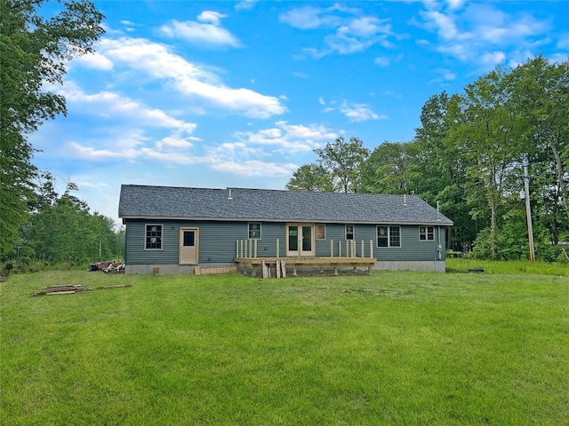 16754 Carr Hill Rd, Meadville, PA 16335 - rear view of property with a yard, a deck, and a shingled roof