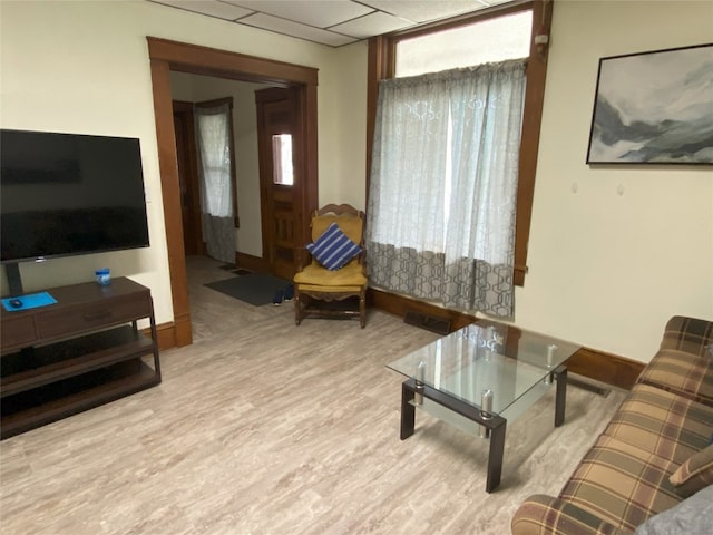 living room featuring light wood-type flooring