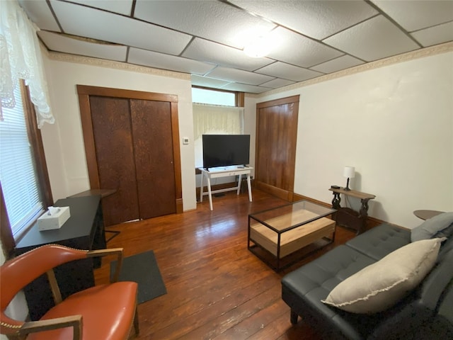 living room featuring dark hardwood / wood-style floors