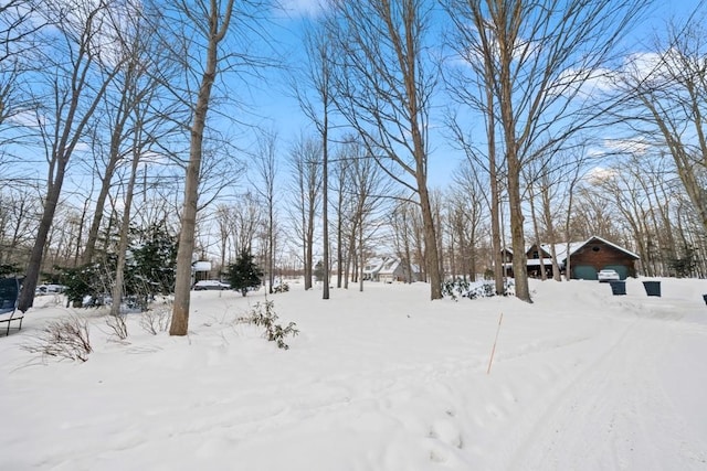 view of yard covered in snow