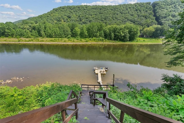 property view of water with a boat dock