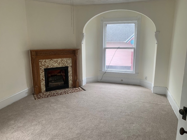 760-762 Park Ave, Meadville, PA 16335 - unfurnished living room with carpet and a tile fireplace