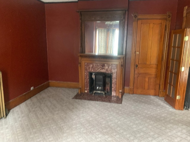 760-762 Park Ave, Meadville, PA 16335 - unfurnished living room with carpet and a high end fireplace