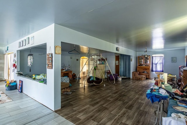 interior space with hardwood / wood-style flooring