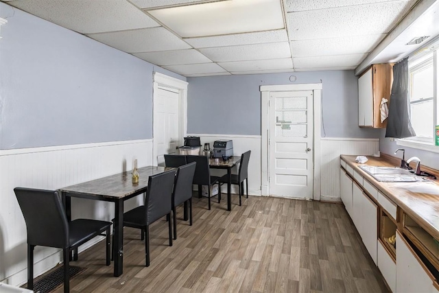 946 W 17th St, Erie, PA 16502 - dining room featuring wainscoting, a paneled ceiling, and light wood-type flooring