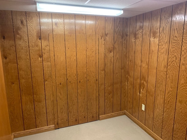 basement with wooden walls