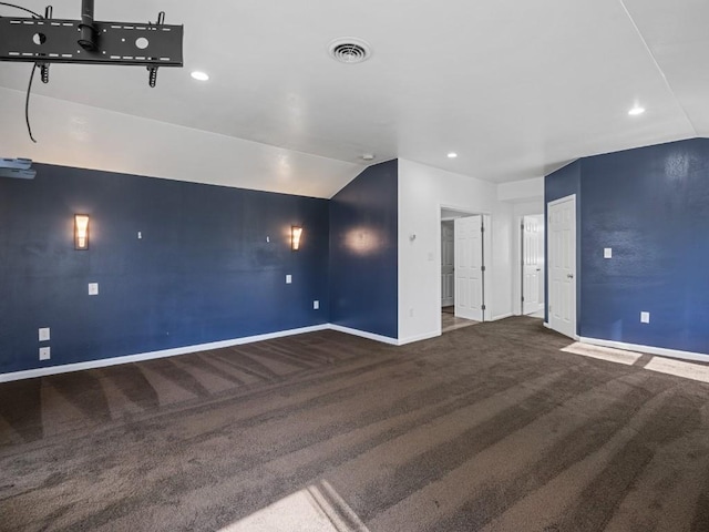 11350 State Highway 618, Conneaut Lake, PA 16316 - unfurnished room with carpet floors, baseboards, recessed lighting, and lofted ceiling