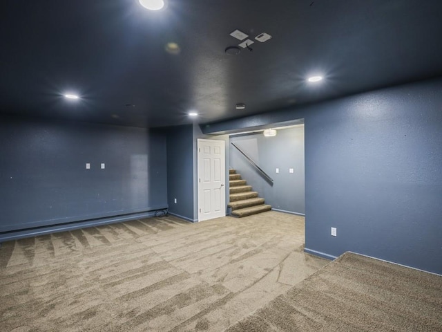 11350 State Highway 618, Conneaut Lake, PA 16316 - finished below grade area with stairs, carpet, recessed lighting, and baseboards
