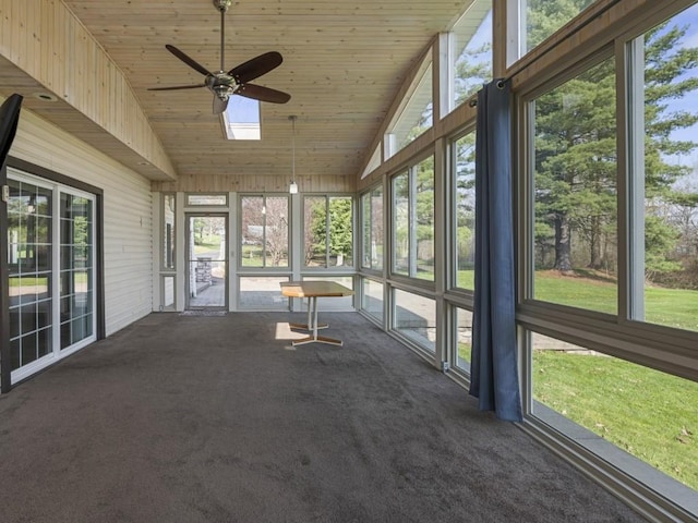11350 State Highway 618, Conneaut Lake, PA 16316 - unfurnished sunroom featuring ceiling fan and lofted ceiling