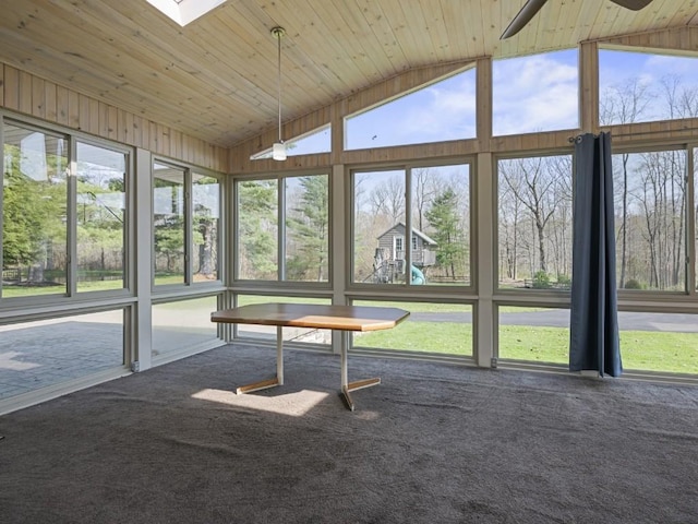 11350 State Highway 618, Conneaut Lake, PA 16316 - unfurnished sunroom with vaulted ceiling and ceiling fan