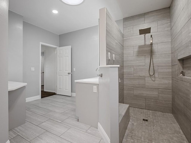 11350 State Highway 618, Conneaut Lake, PA 16316 - bathroom with vanity, a walk in shower, and recessed lighting