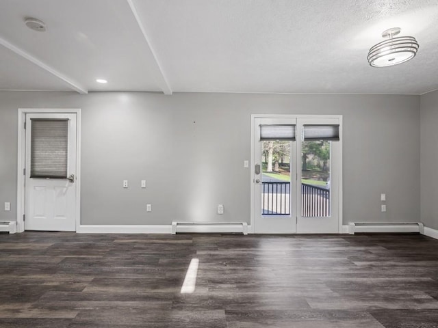 11350 State Highway 618, Conneaut Lake, PA 16316 - spare room featuring a baseboard heating unit, wood finished floors, baseboards, and recessed lighting