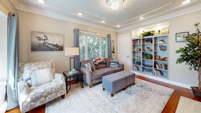 1450 Nicholson St, Erie, PA 16509 - living area featuring ornamental molding, wood finished floors, and recessed lighting