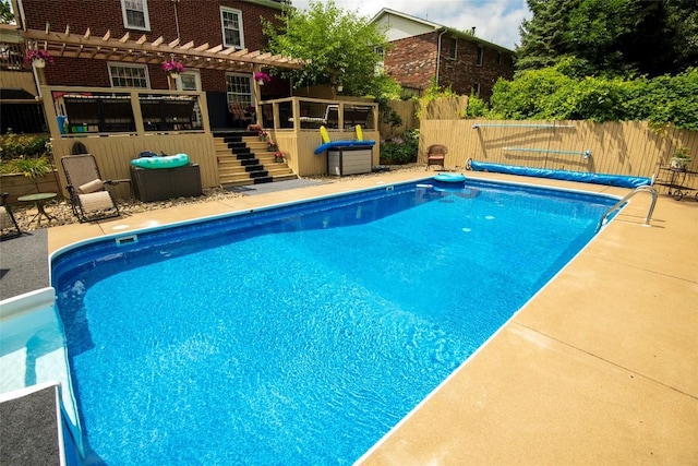 1450 Nicholson St, Erie, PA 16509 - view of swimming pool featuring a pergola, stairway, and a patio