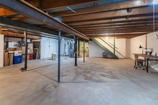 basement with heating unit