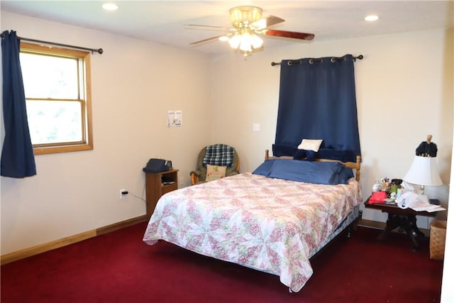 bedroom featuring ceiling fan