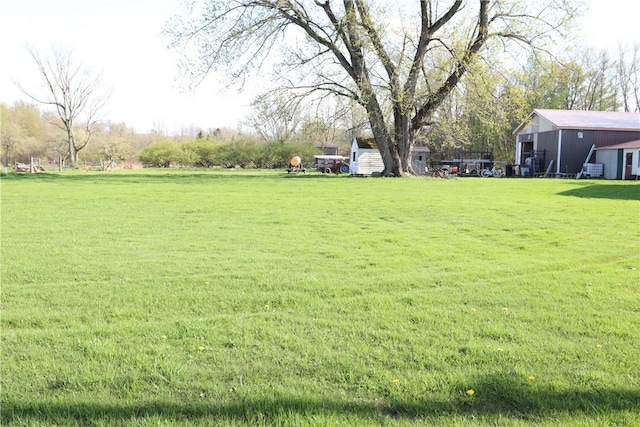 view of yard featuring an outbuilding