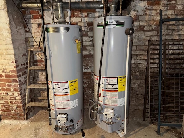 utility room featuring water heater