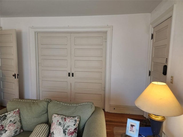 living room with hardwood / wood-style flooring